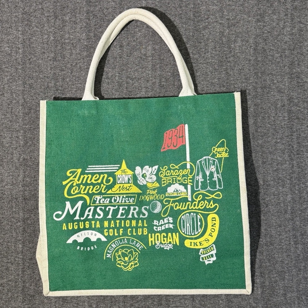 Masters Tournament At Augusta National Golf Club Souvenir Green Jute Tote